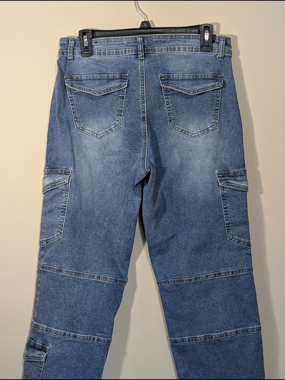 Elite Jeans Cargo Straight Jeans Women Size 9/29 Blue Utility Pocket Mid Rise - Picture 9 of 14